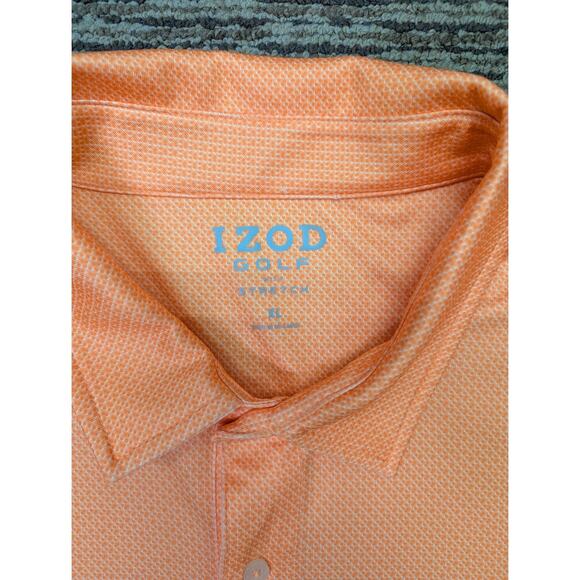 IZOD Golf Men’s Polo Shirt Large Orange Short Sleeve Performance Stretch - Picture 3 of 8